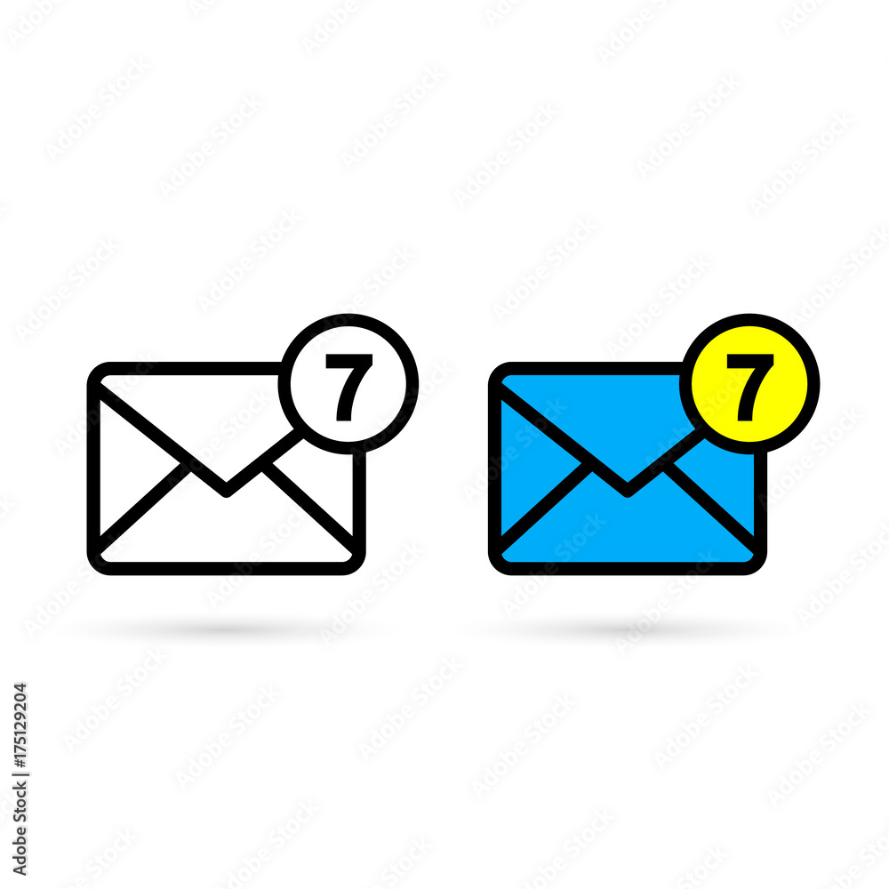 Poster mail icon with notification. vector isolated flat style symbol