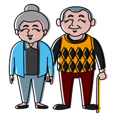 Cute grandparents couple cartoon icon vector illustration graphic design
