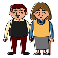 Cute grandparents couple cartoon icon vector illustration graphic design