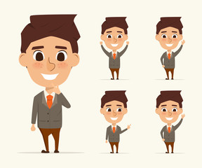 character of business man in different pose. illustration vector of cartoon design.