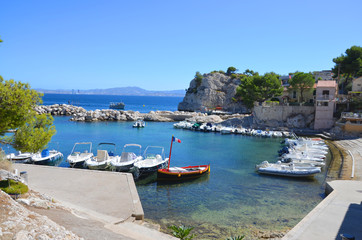 Small harbor in the Calanques, south of France