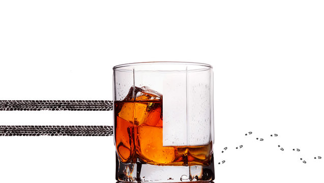 Glass of whiskey.Concept photography don't drink and drive.