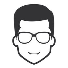 young man head with glasses avatar character