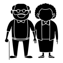 Cute grandparents couple cartoon icon vector illustration graphic design