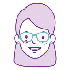 beautiful woman head with glasses avatar character