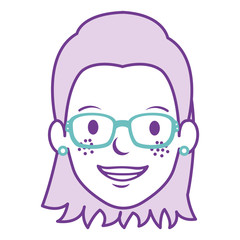 beautiful woman head with glasses avatar character