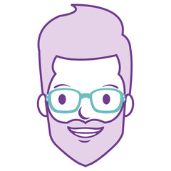 young man head with glasses avatar character