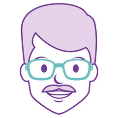 young man head with glasses avatar character