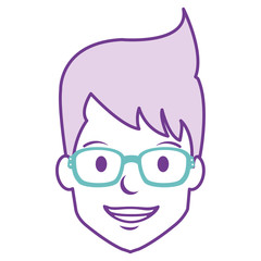 young man head with glasses avatar character