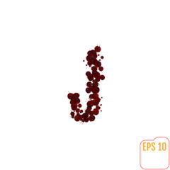 Blood Alphabet, various blood or paint splatters, different blood splashes, drops and trail. Letter 