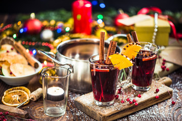 Serving mulled hot warming wine