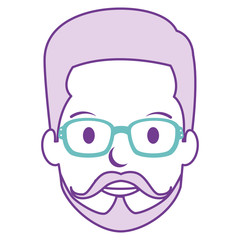 young man head with glasses avatar character