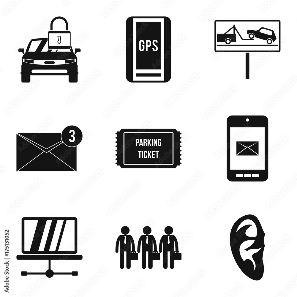 Poster important data icons set, simple style