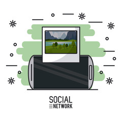 Social network on smartphone icon vector illustration graphic design