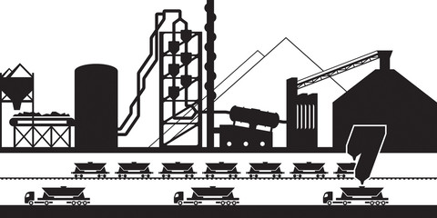 Cement production plant - vector illustration