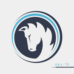 Logo with horse head in circle vector illustration