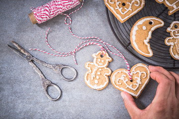 Christmas cookies decorating by hand