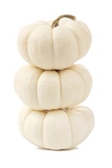 Stack of white pumpkins isolated on a white background