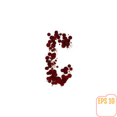 Blood Alphabet, various blood or paint splatters, different blood splashes, drops and trail. Letter 