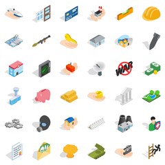 Fellowship icons set, isometric style