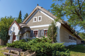 Fototapeta na wymiar Traditional houses from Hungary, near lake Balaton, village Salfold, 29. August 2017