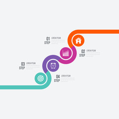 Infographics template 4 options with circle