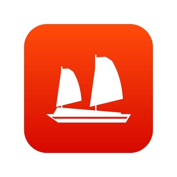 Vietnamese junk boat icon digital red