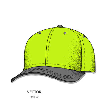 Hand drawn baseball cap. vector illustration