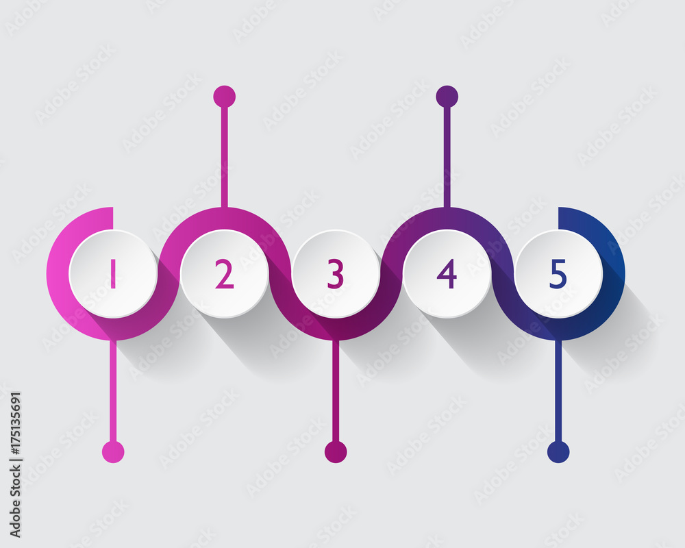 Aufkleber illustration of colorful infographic chart template. five step abstract graph. workflow and flowchar