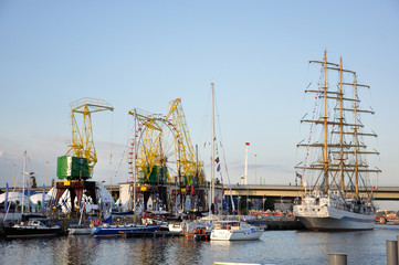 Szczecin - widok na Łasztownię podczas The Tall Ships Races  - obrazy, fototapety, plakaty