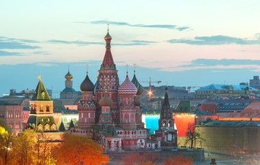 Obraz premium Early morning view Saint Basil cathedral without light Moscow, Russia