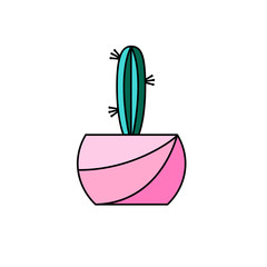 Succulent flat line vector icon. Cactus in pot illustration isolated on white background. Home plant image in thin linear minimalistic style.