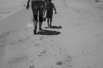 Walking the beach with Grandma