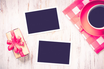 Blank photo frames on table