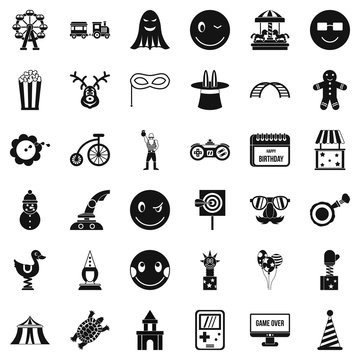 Funny icons set, simple style