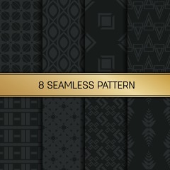 Abstract concept vector monochrome geometric pattern. Dark blue, gold minimal background. Creative illustration template. Seamless stylish texture. For wallpaper, surface, web design, textile, decor.