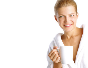 Young attractive woman drinking coffee