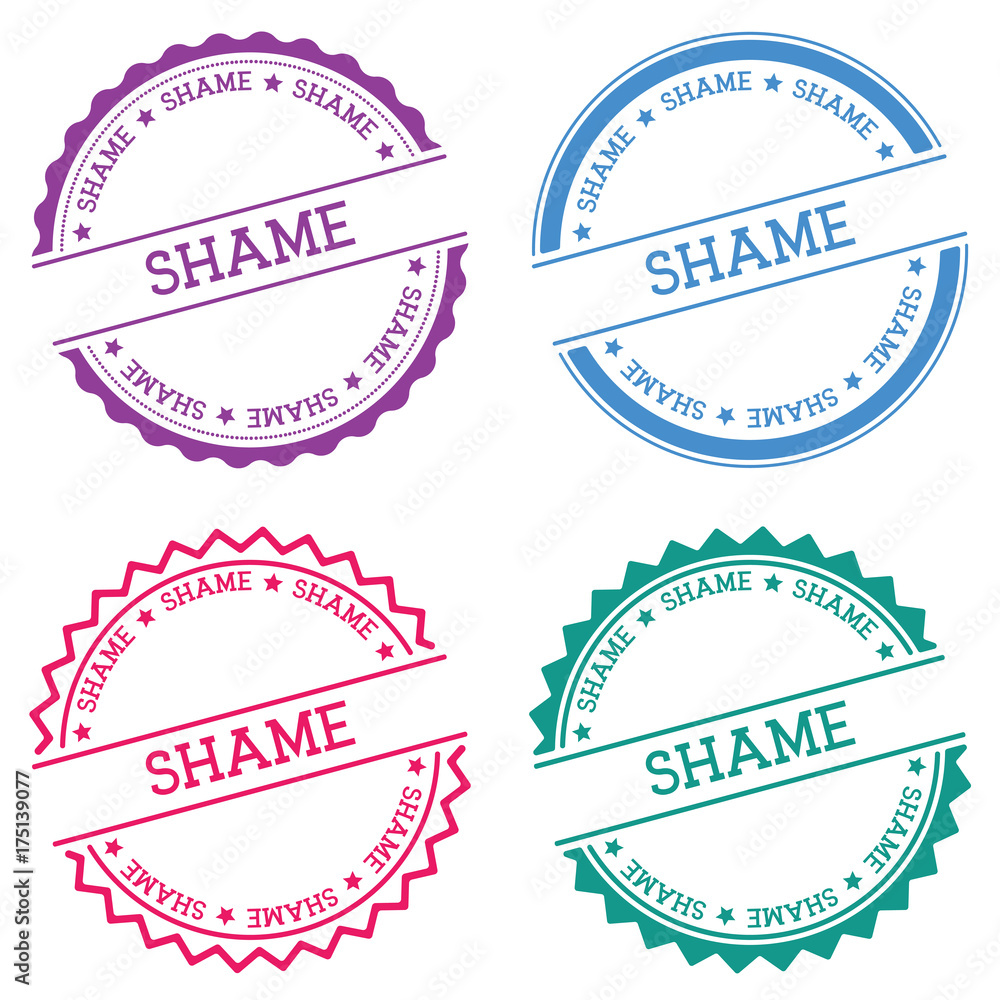 Poster shame badge isolated on white background. flat style round label with text. circular emblem vector i