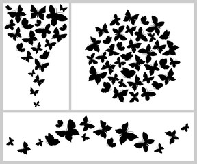 Fototapeta na wymiar Butterflies background set. Vector