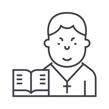 recommend clip art: pastor vector line icon, sign, illustration on white background, editable strokes