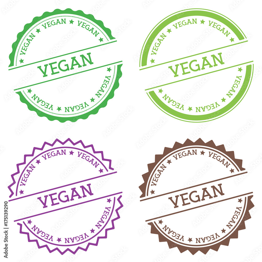 Poster vegan badge isolated on white background. flat style round label with text. circular emblem vector i