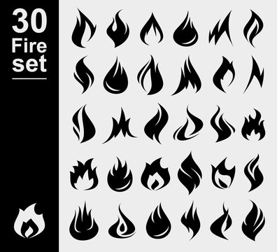 Fire collection set. Vector