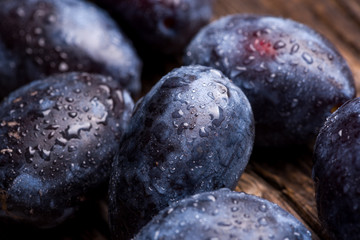 drops of water on sweet plum
