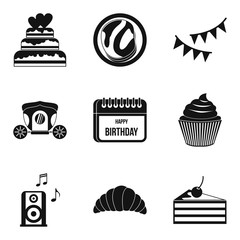 Natal day icons set, simple style