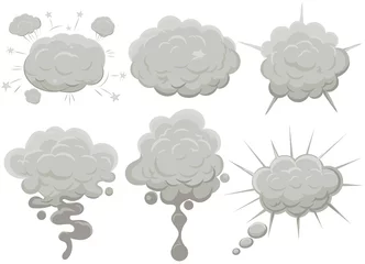 Gardinen Smoke cloud set Explosion. Dust puff cartoon frame vector © ambassador806