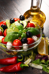 Composition with vegetable salad bowl. Balanced diet
