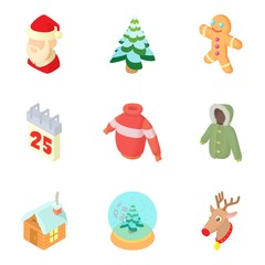 Childrens events icons set, cartoon style