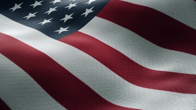 Closeup of a waving american flag looping
