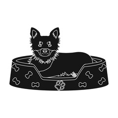 Lounger for a pet, a sleeping place. Dog,care of a pet single icon in black style vector symbol stock illustration web.