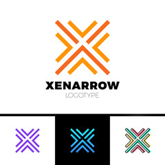 Simple Letter X logo. Arrow up line logotype